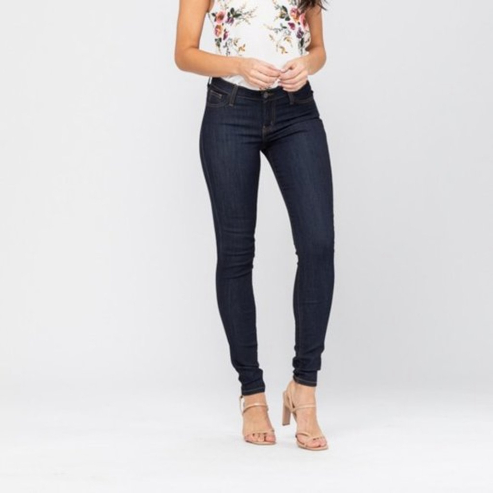 Judy Blue Jeans Womens Mid Rise Skinny 5 27 Dark Wash Style 8376 Super Stretchy - Picture 4 of 13